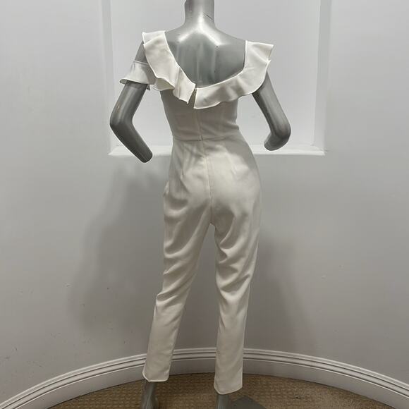 Lavish Alice White Frill Jumpsuit Size 4 - Picture 4 of 16